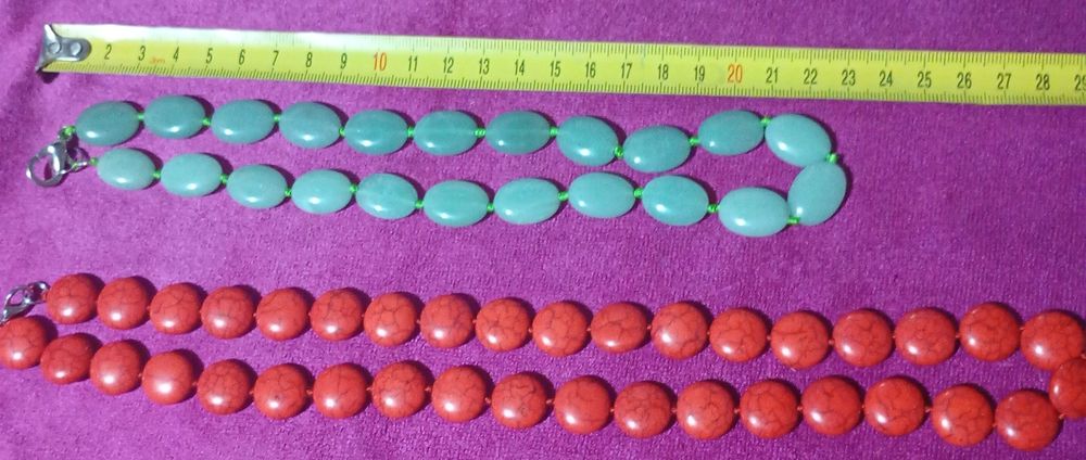 Натуральные бусы коралл, нефрит
