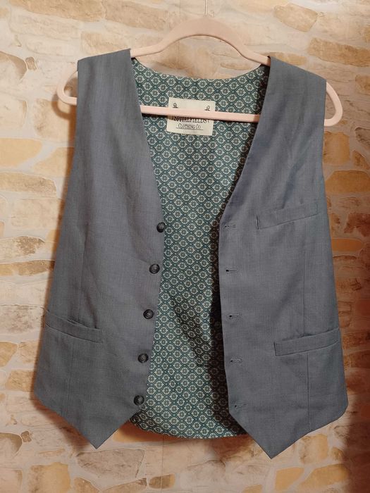 (M/L) Ekskluzywna, szara kamizelka garniturowa z Londynu