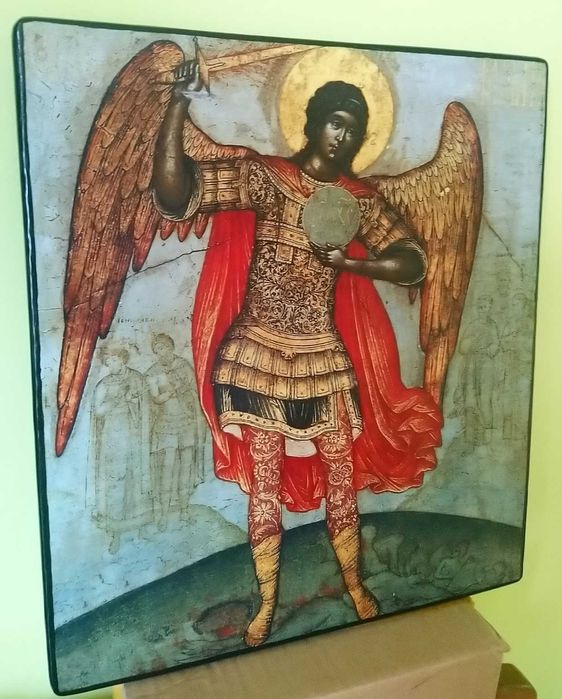 Ikona na desce Św. Michał Archanioł wym 26,5x30x2 cm