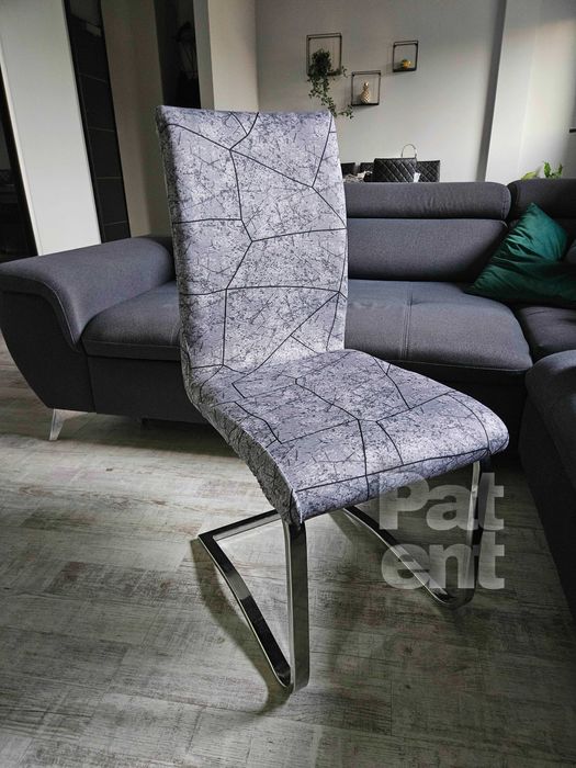 Pokrowce na krzesła elastyczne 6 sztuk wzór szary