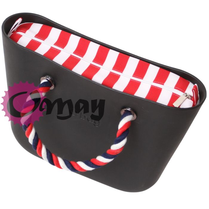 Biały organizer do OBAG MINI pasy czerwone 2 kieszenie wkład OMAY