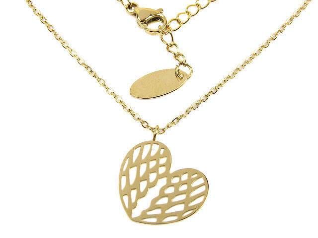 Celebrytka naszyjnik stal szlachetna skrzydła w serce złoty N942