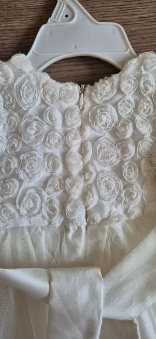 Zestaw na chrzest sukienka płaszcz kapelusz buty 68 74 cm