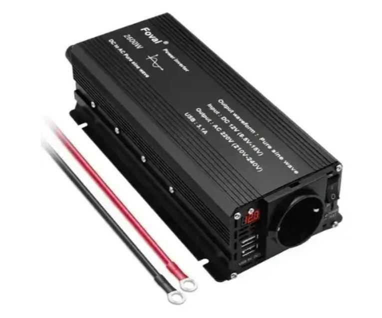 Інвертор Foval 12V-220V 2600W Інвектор Для дому котла ЧИСТИЙ СИНУС