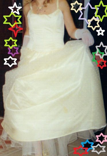 Sukienka długa ecru kremowa tiul atłas ślub bal suknia M 38 S 36 WOW