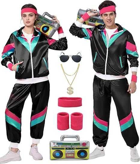 Kostiumu przebranie z lat 80 Dres retro  Akcesoria lat 80 XXL/2XL S183