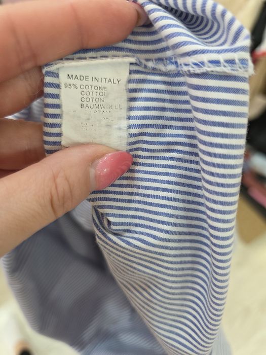 Koszula w paski biało niebieska bawełna długi rękaw XS/S