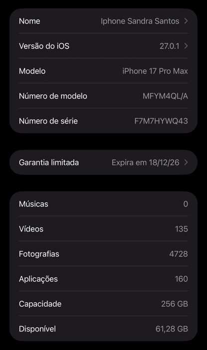 Iphone 17 pro max 256gb