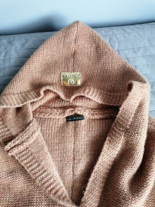 Sweter kardigan damski z kapturem