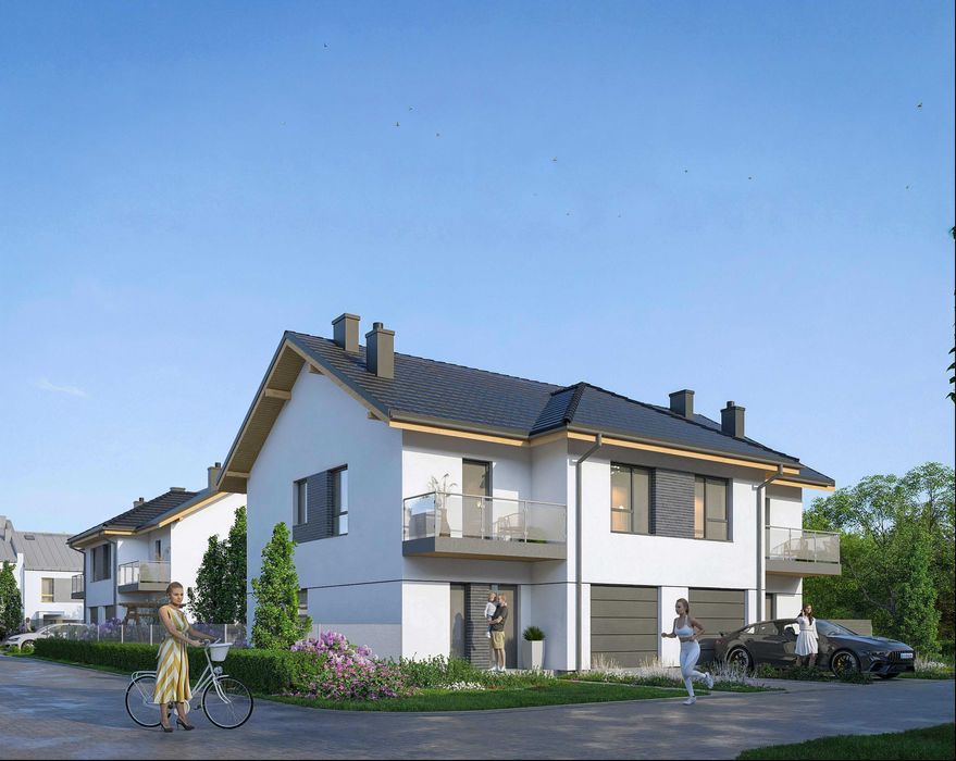 OSTATNIE DWA DOMY: nr 14 i nr 15 (124.45 m²) ogródek, pokoje, garaż, ł