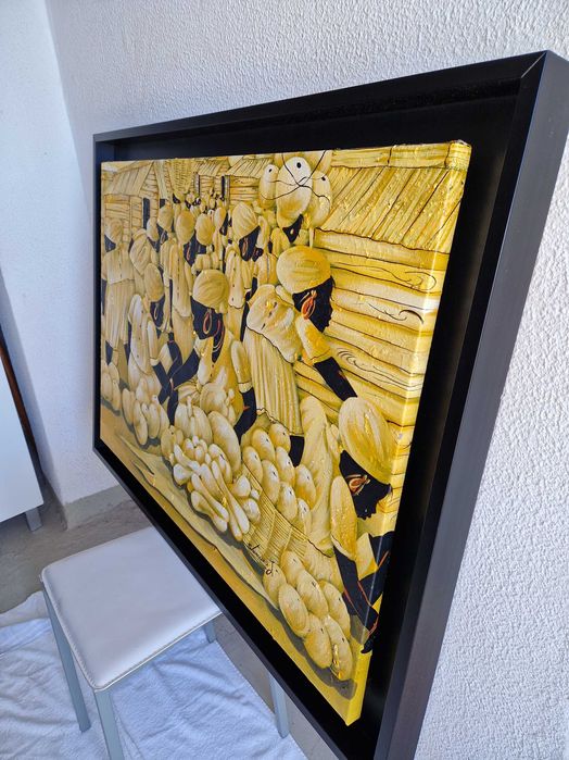 2 Quadros com tela original e moldura de madeira