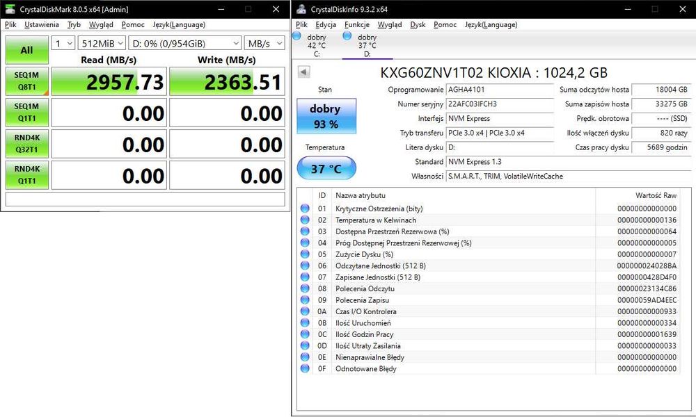 Dysk KIOXIA M2 nvme 1TB (1024GB)