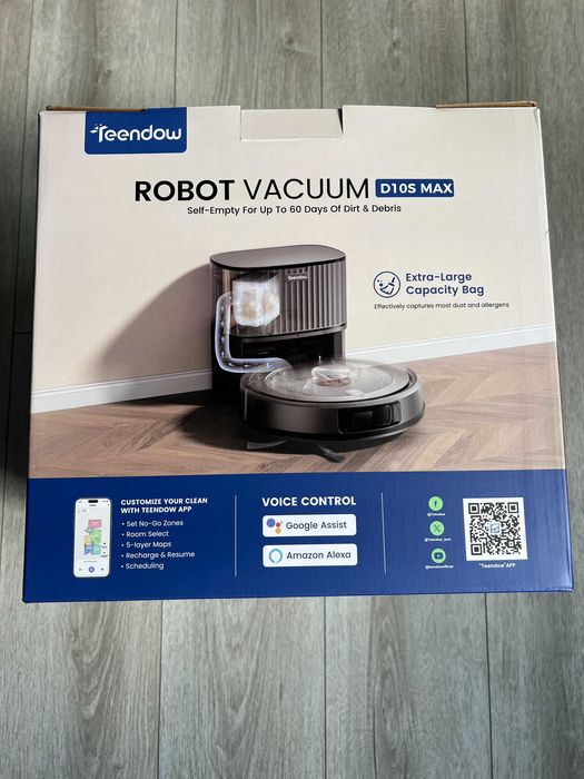 NOWY Robot odkurzający ze stacją opróżniającą 2-w-1 Teendow D10S MAX