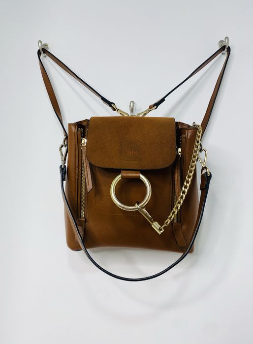 Женская кожаная сумка рюкзак Chloe