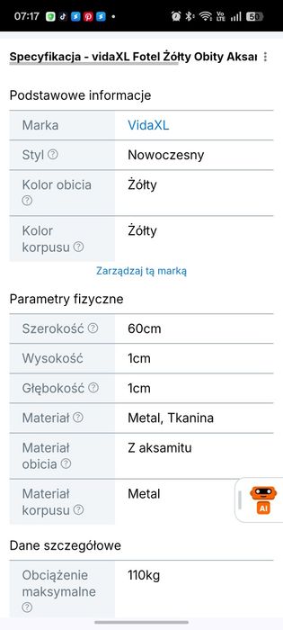 Fotel pokojowy nowy.