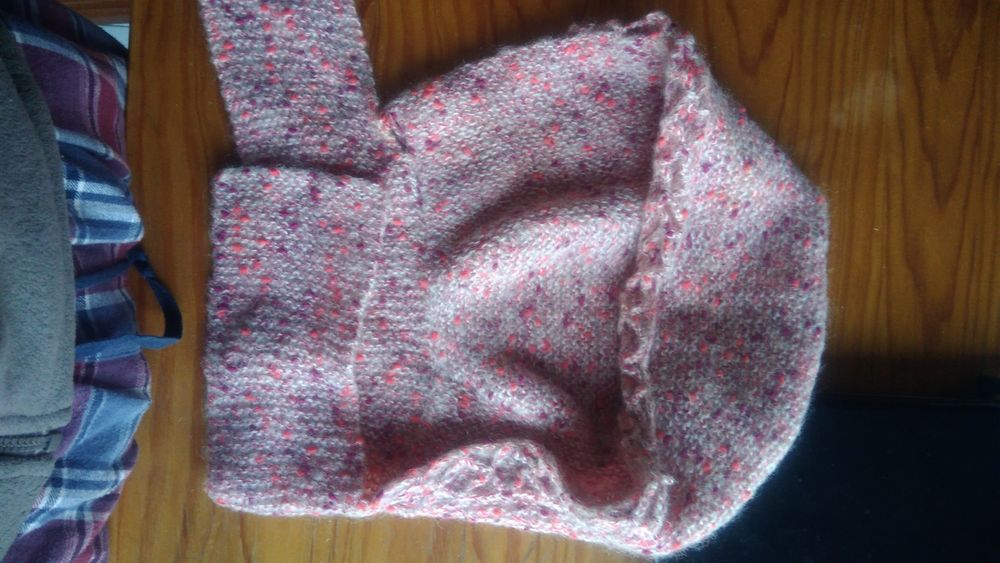 Gorro com gola em lã rosa vintage
