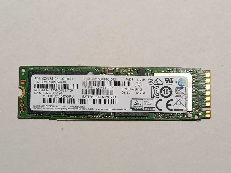 512GB NVMe SSD диск Samsung PM981 M.2 2280 як новий