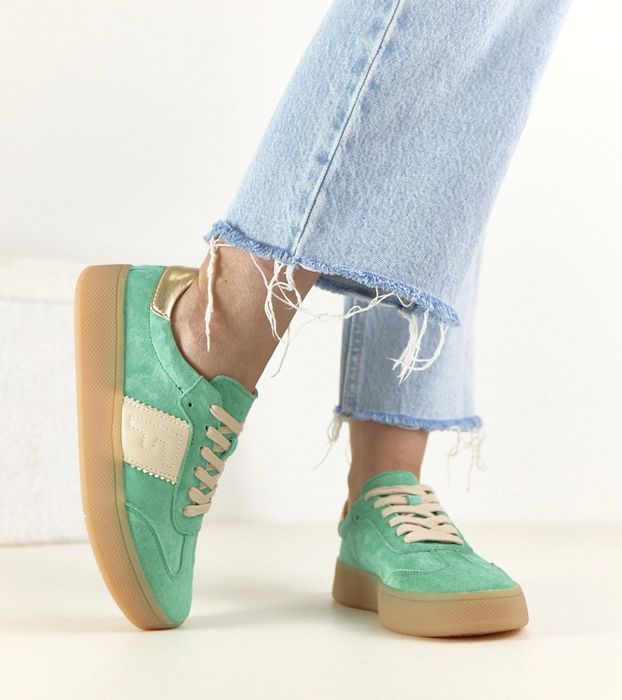Zielone Skórzane Sneakersy Na Platformie Filippo