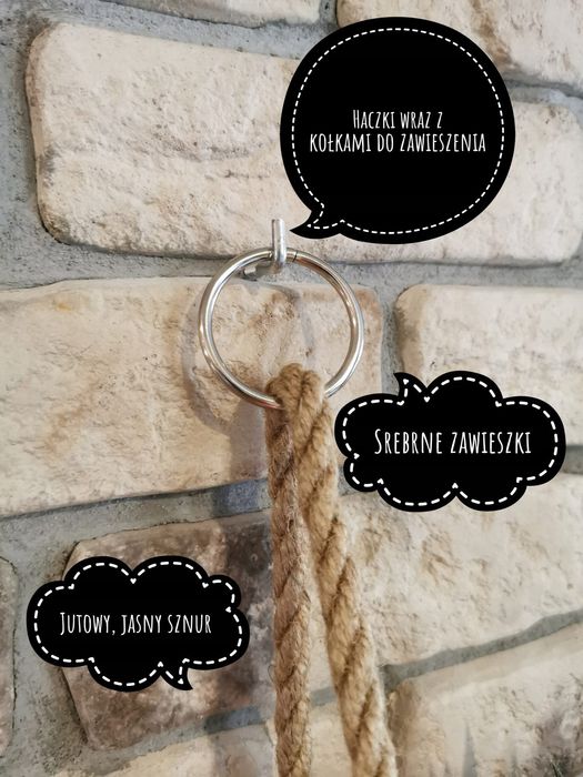 Handmade półki na jutowych sznurach dekoracyjne 2 sztuki