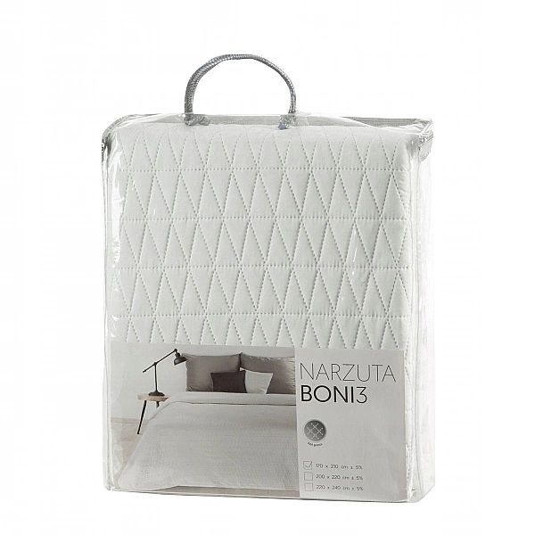 Narzuta 70x160 fotelówka pikowana na fotel pled Boni3 biały