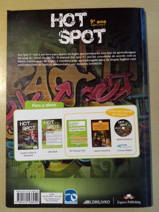 Manual 9 ano de inglês  "Hot Spot" + oferta de CD e leitura extensiva