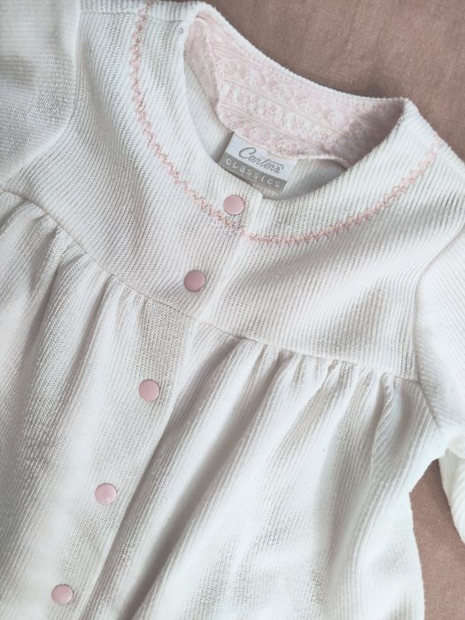 Biała prążkowana sukienka na guziczki Carter's