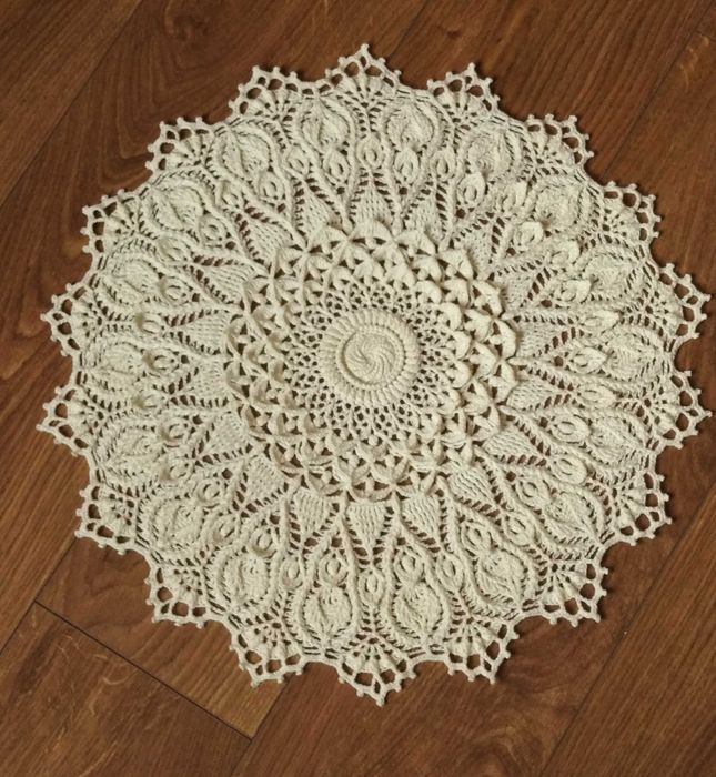 Серветка гачком салфетка 43см крючком колір топленого молока,молочний.