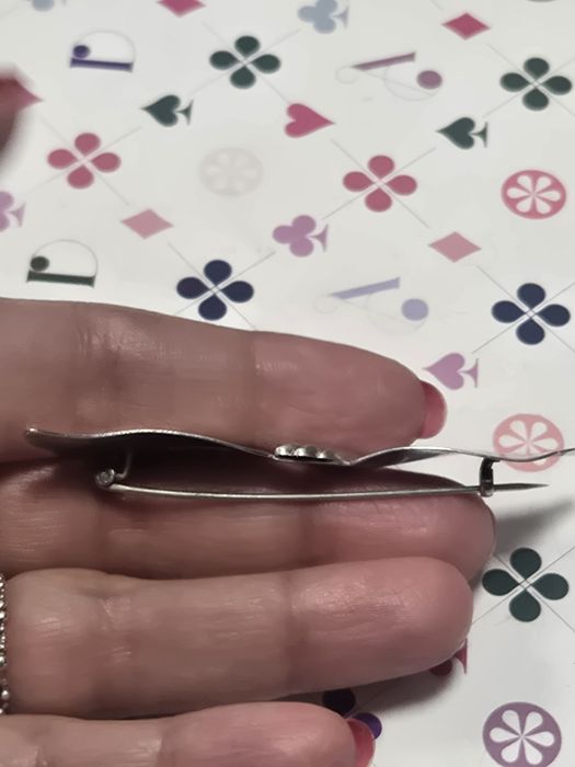 Broszka vintage srebro kokarda TEKA
