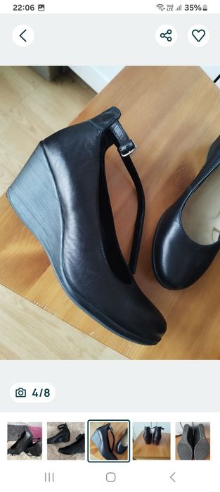 Skórzane buty lasocki na koturnie