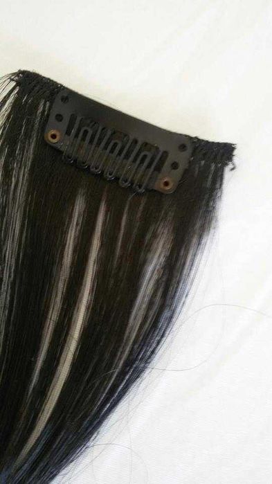 włosy na paskach clip in czarne syntetyczne 54cm