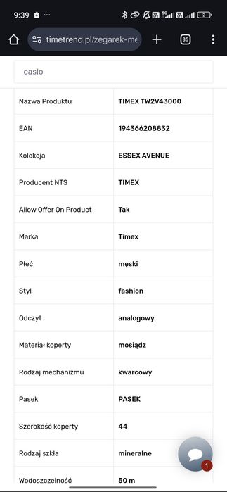 Zegarek Męski  Timex