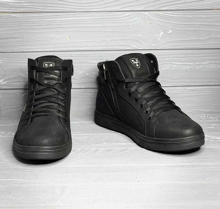 Кожаные зимние мужские коричневые черные ботинки / кеды / кроссовки!!!