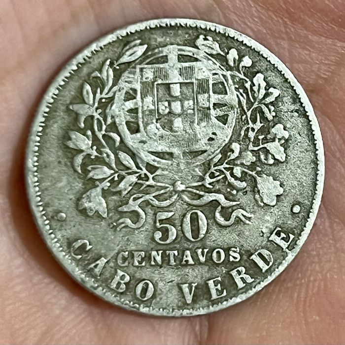 Moeda Cabo Verde 50 centavos republica portuguesa 1930 alpaca