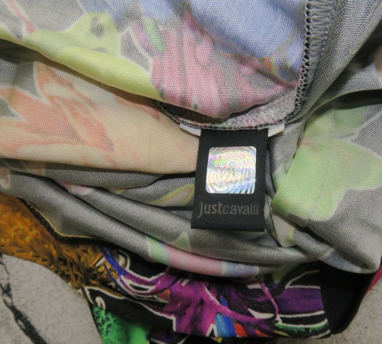 Just Cavalli sukienka w kolorowy print na lato L