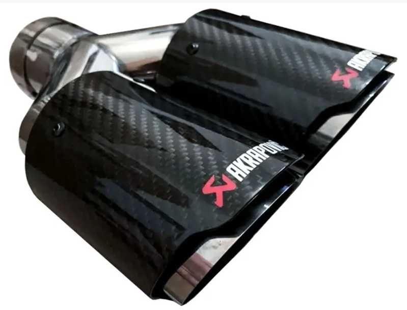 Насадки акрапович Akrapovic глянцевые Двойные 89мм два ствола выхлоп