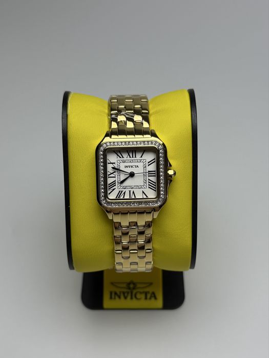 Invicta 48995, жіночий годинник з золотистим браслетом, інвікта квадратні