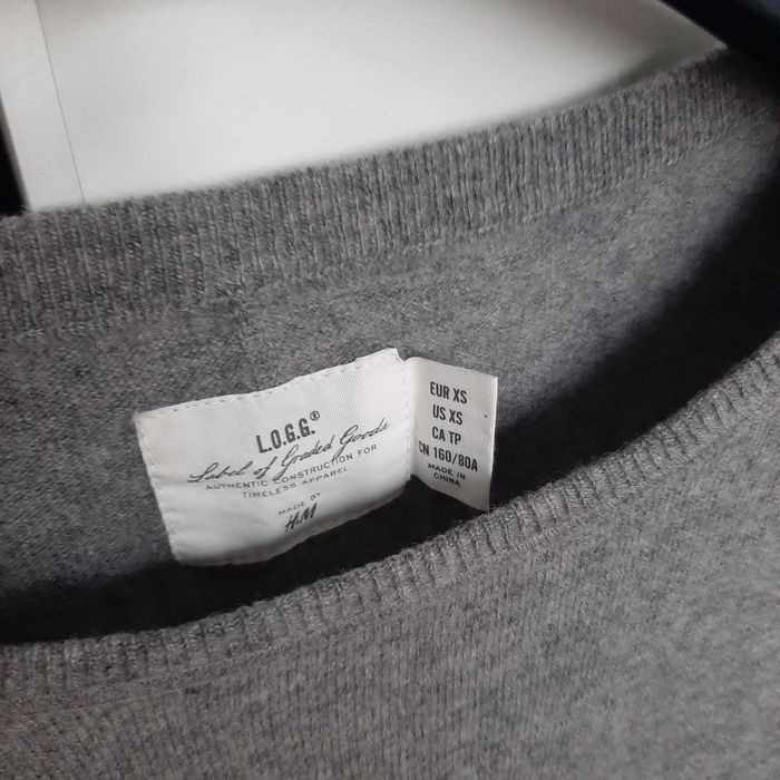 H&M długi sweter szary wełna owcza XS