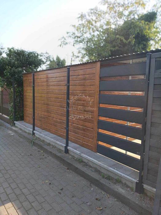 domek ogrodowy 3,5x3m + wiata 2m okno drewnopodobny antracyt  ID756