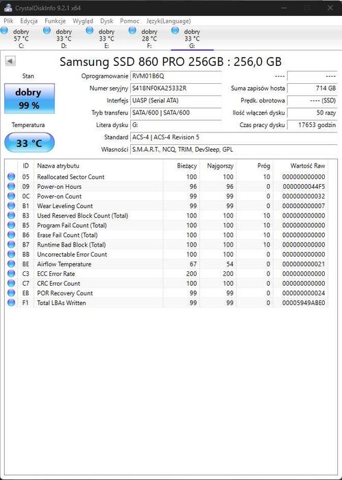 Dysk SSD Samsung 256GB 860 PRO