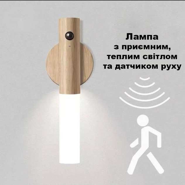Бездротова настінна LED лампа-нічник із датчиком руху