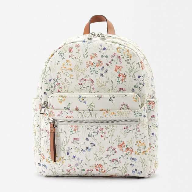 Mochila branca floral