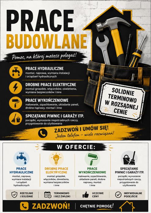 Prace hydrauliczne,drobne prace elektryczne,malowanie itd