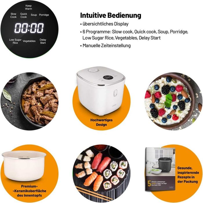 Lauben Rice Cooker 3L 3000WT szybkowar z funkcją niskiego cukru