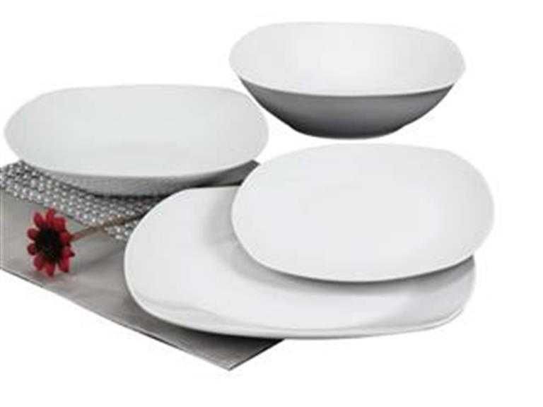 Elegante Serviço Quadrado em Fina Porcelana Branca 19 peças *NOVO*