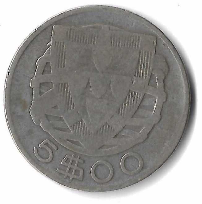 Moeda de 5.00 Escudos Prata 1946 F/BC/BC KM#581 N#4262
