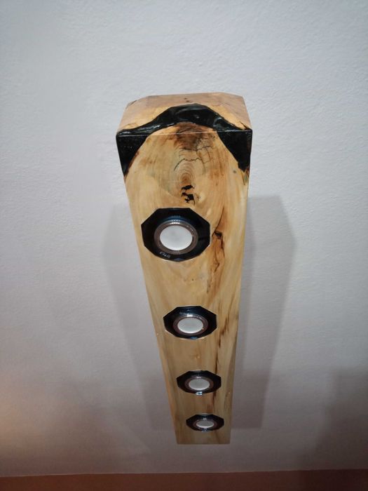 Żyrandol drewniany belka żywica epoksydowa led