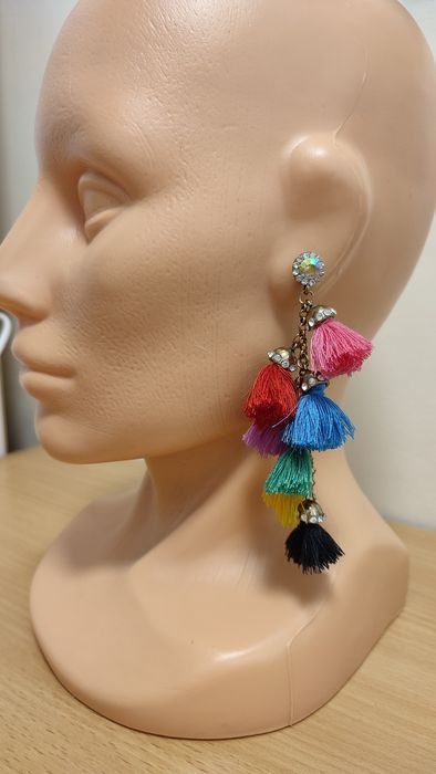 Kolczyki kolorowe, frędzle, boho