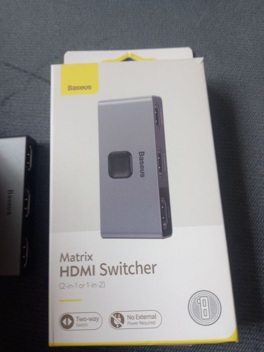 Baesus Rozdzielacz Sygnału Splitter Adapter Matrix,2xfull HDMI,4K 30Hz,Aluminium