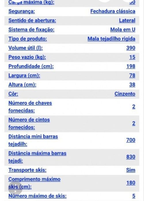 Mala de Tejadilho 390 L