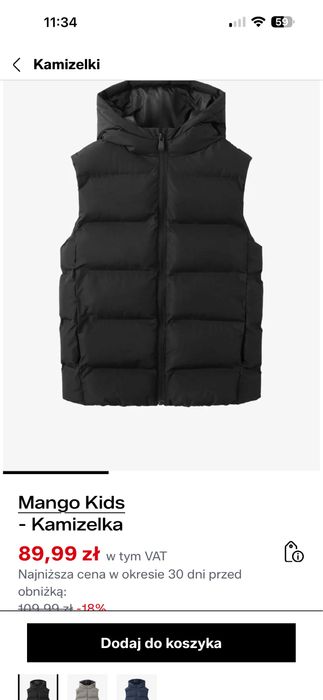 Kamizelka pikowana 164 dla chłopca Mango